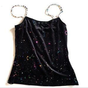 Vintage Paint Splatter, Velvet Beaded Camisole, Tank Top!